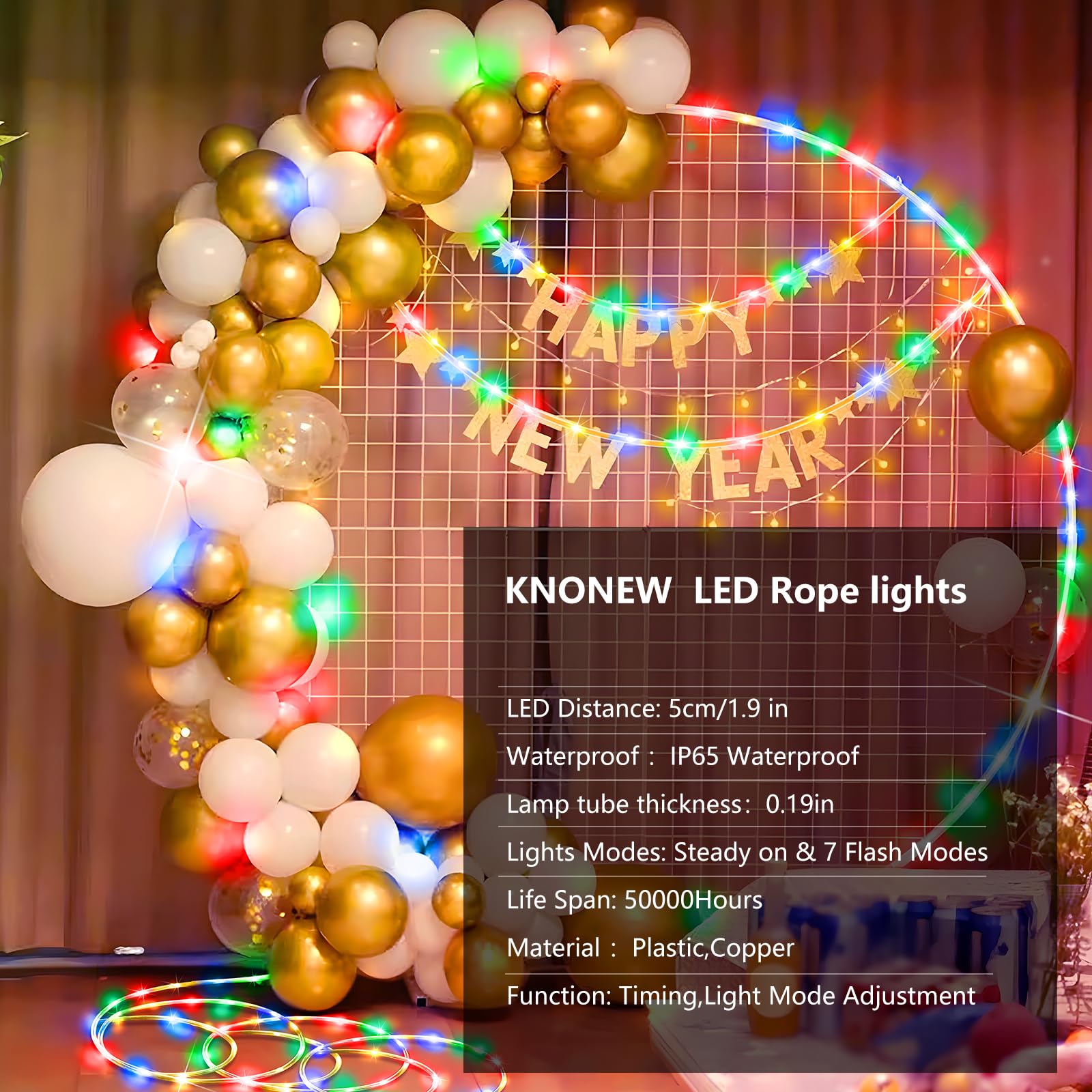 Notable: rope light is low voltage and should not be cut or connected