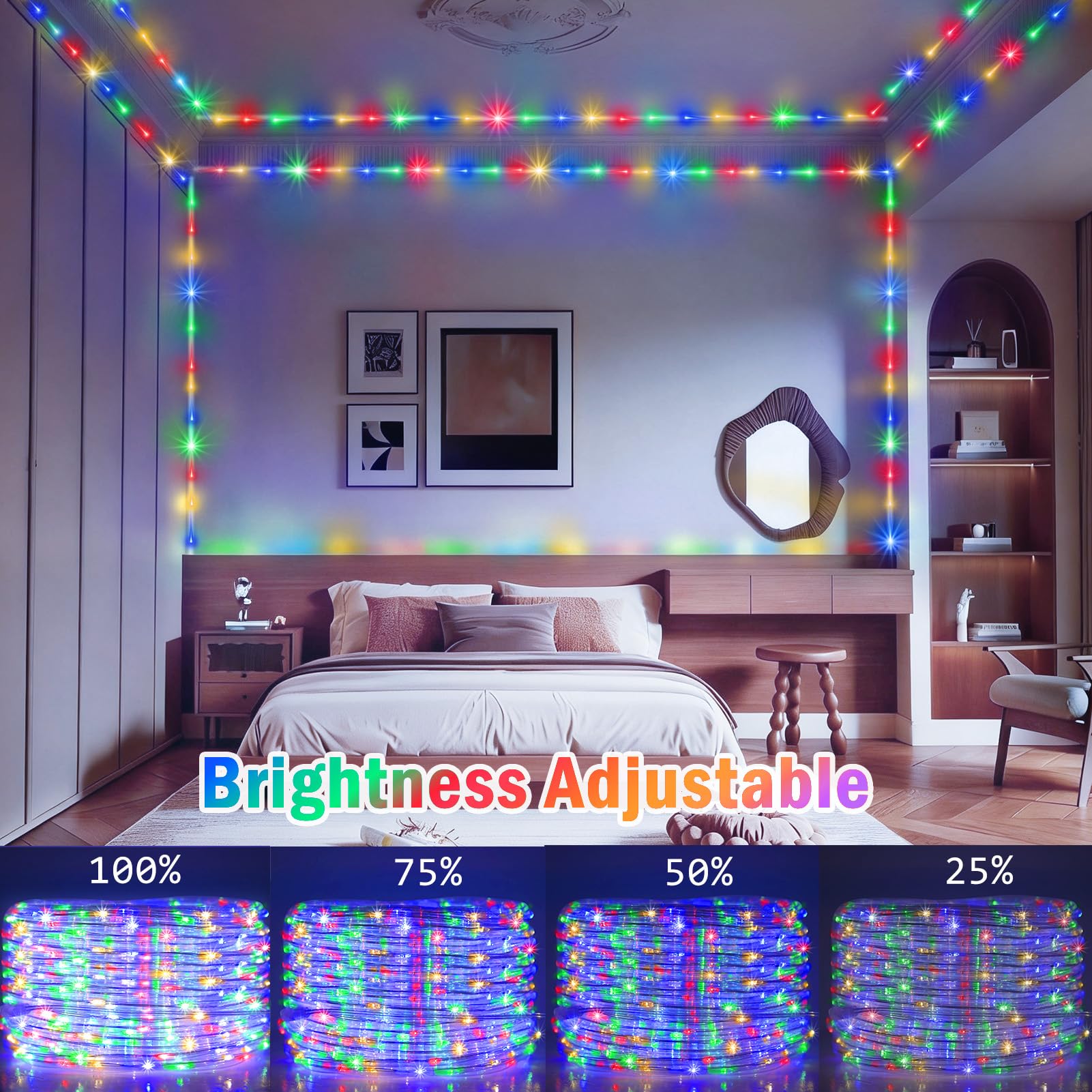Easy install rope lights with ties for decor projects