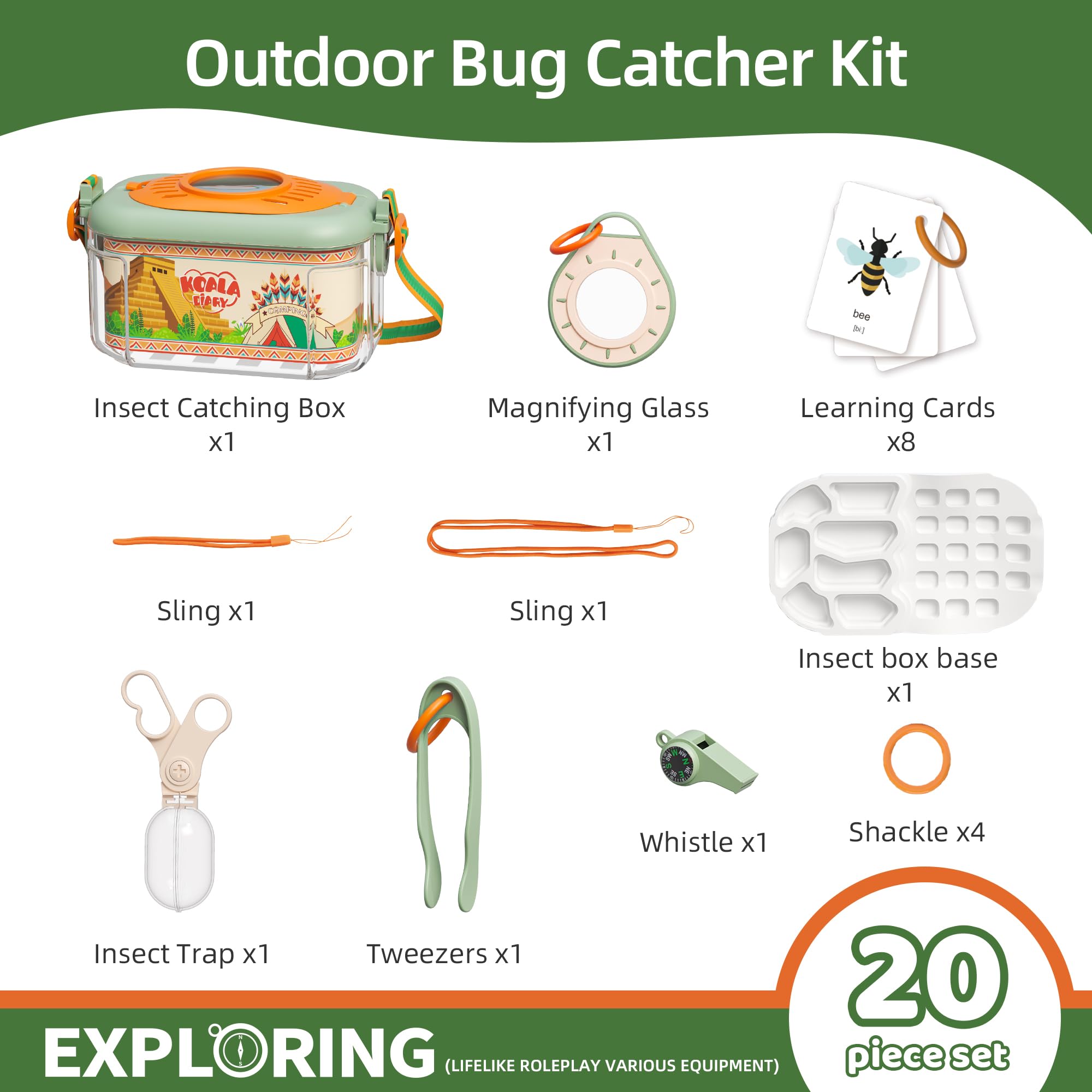 Insect clip and two lanyards included in KOALA DIARY kit for kids