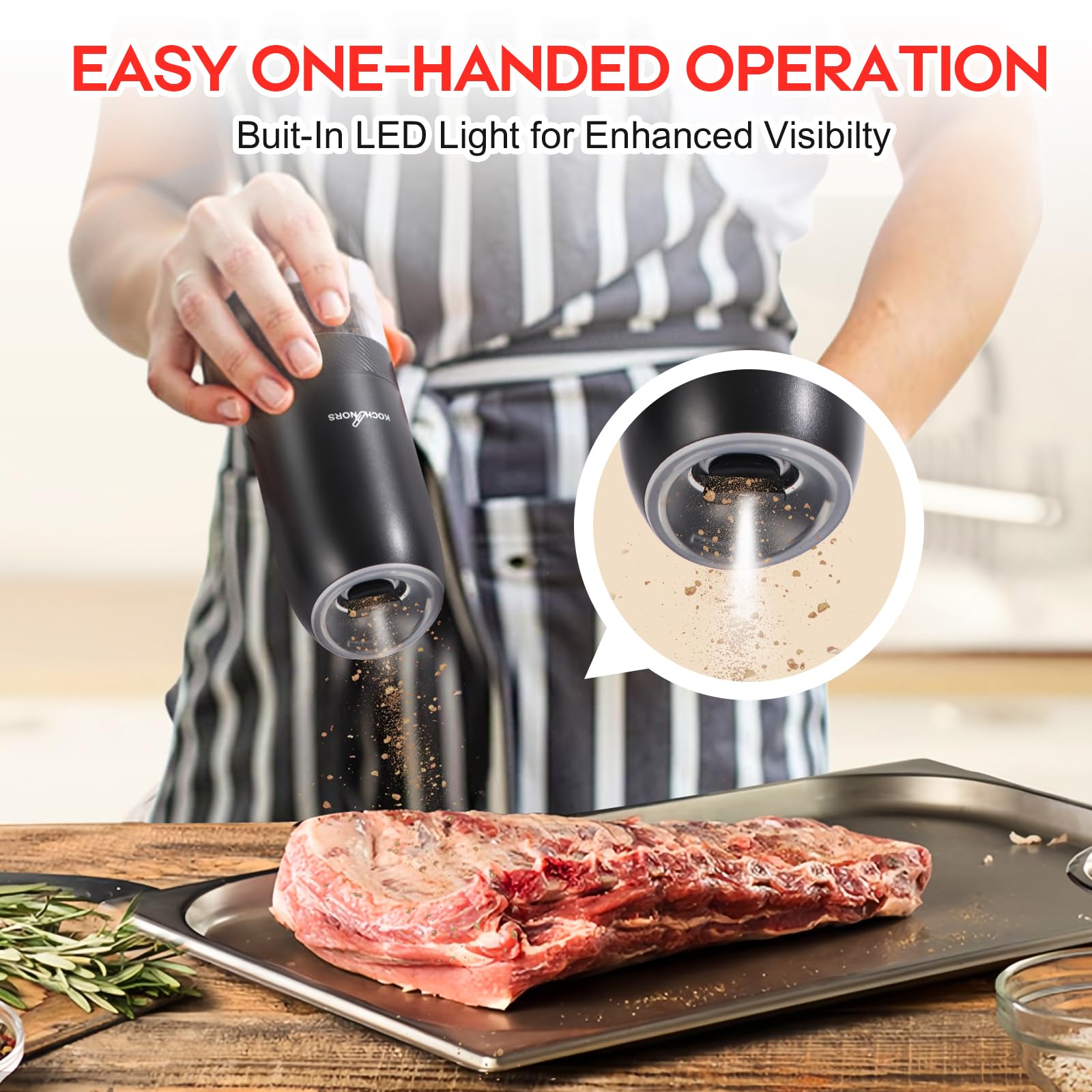 176ml capacity salt and pepper grinder with transparent container