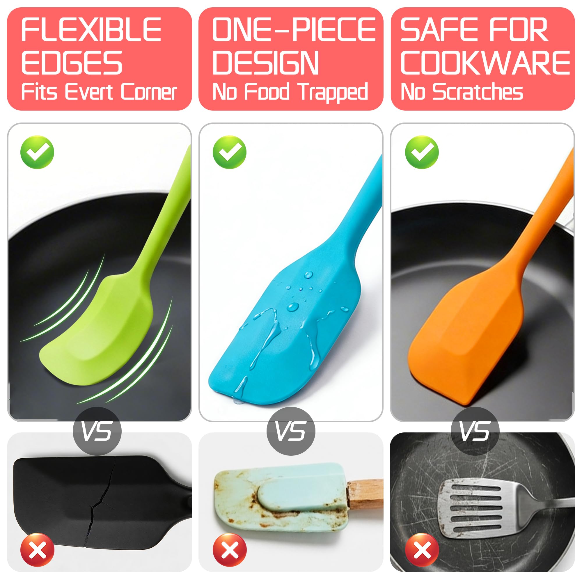 Kodreat space-saving spatula set hanging hole handle