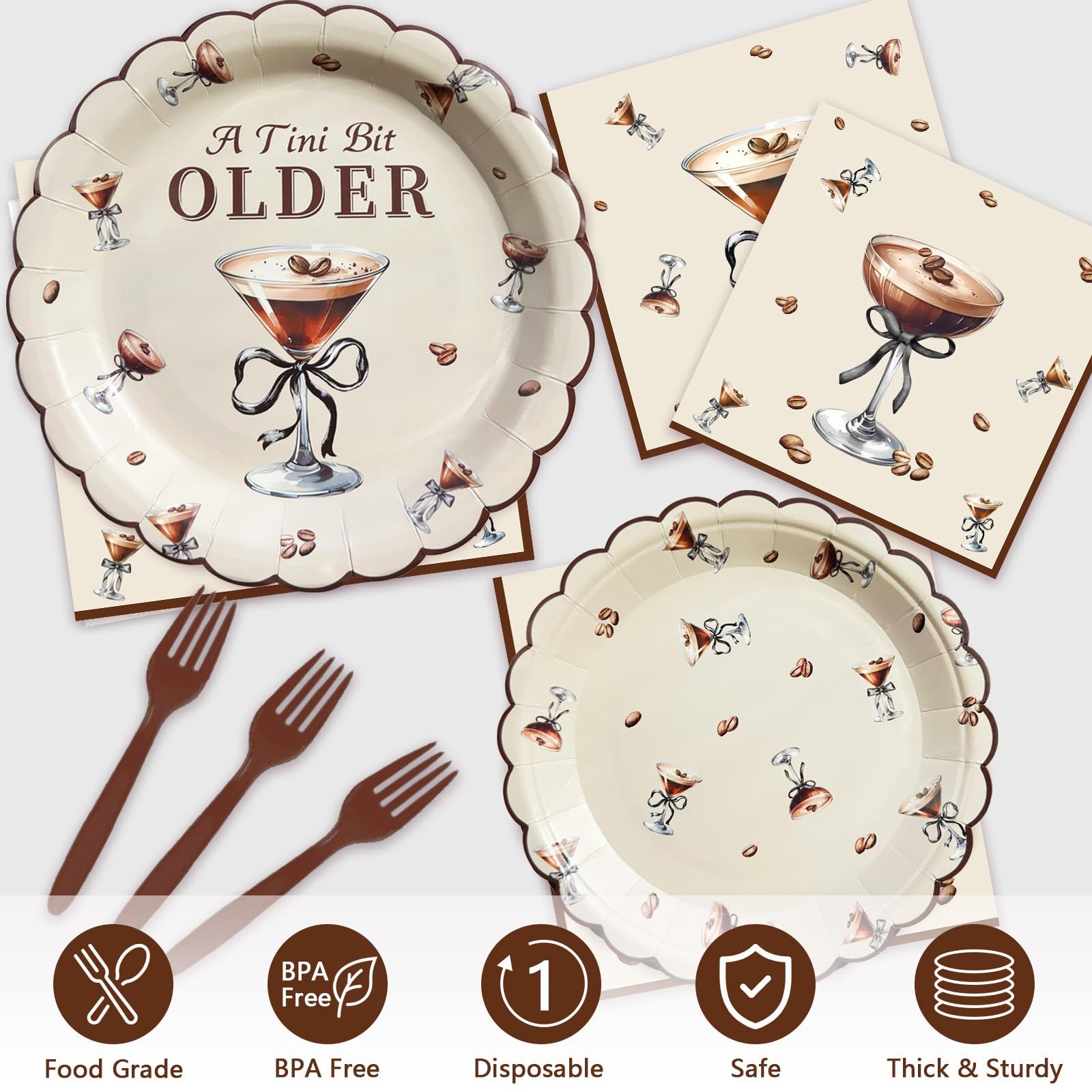 7in dessert plates included in Koeilay espresso martini party set