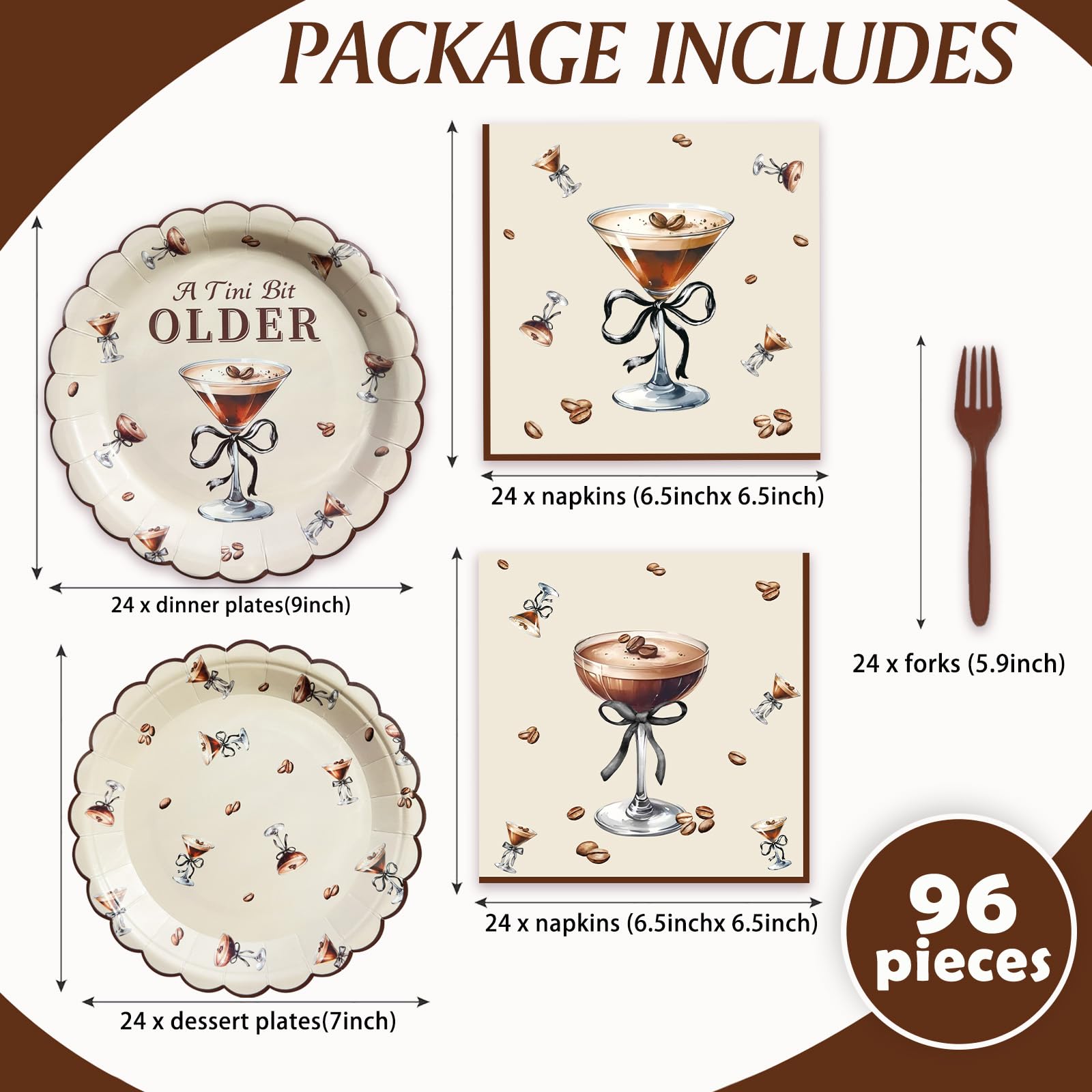 9in dinner plates included in Koeilay espresso martini party set