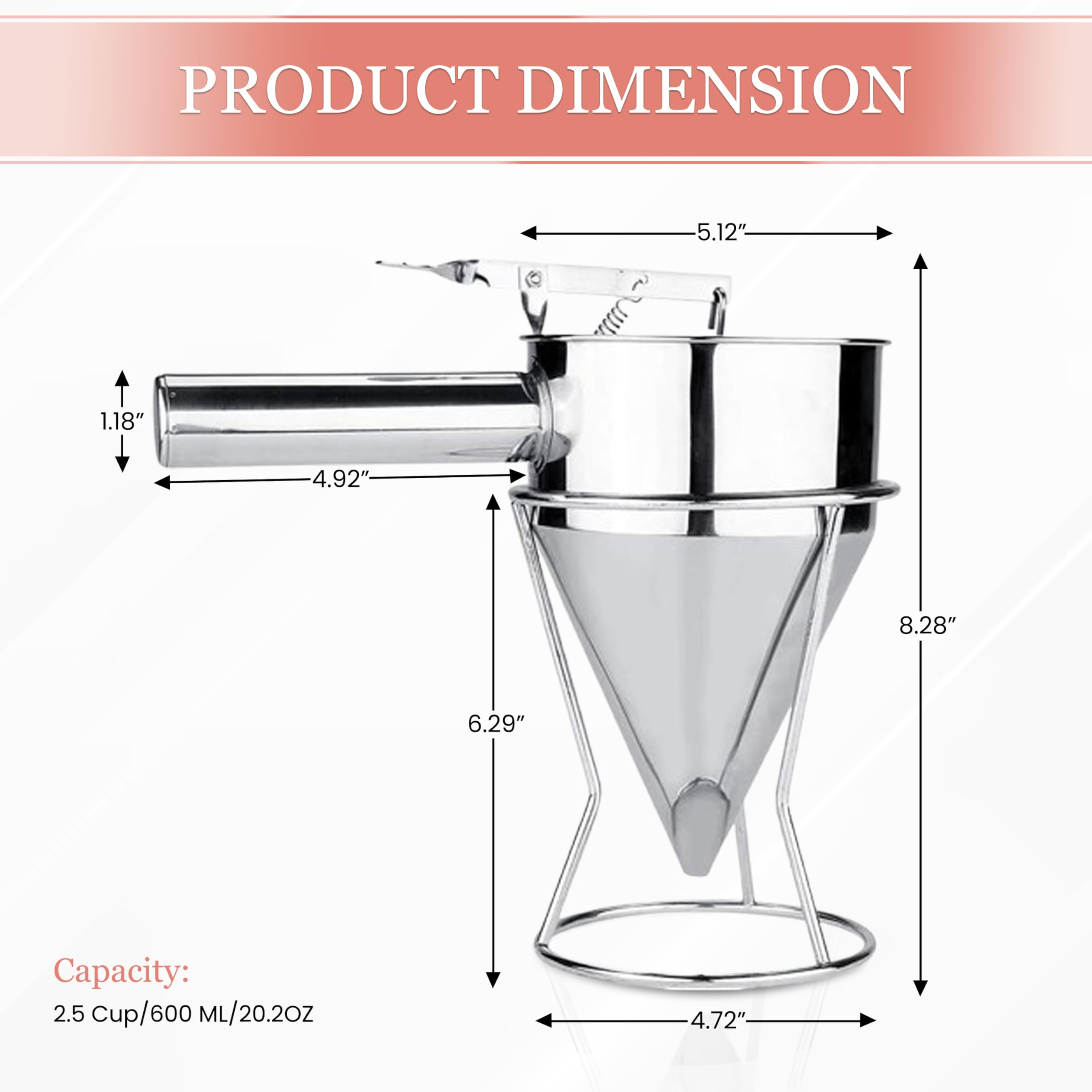 KOLIBROX stainless steel confectionery funnel with stand