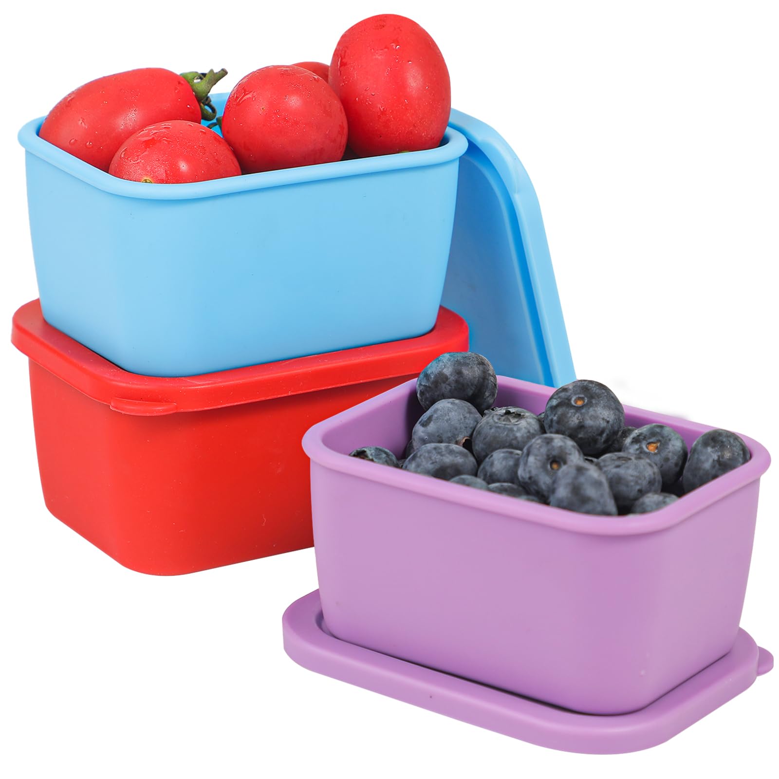 KOLUTI 3 pack silicone small snack container with lids