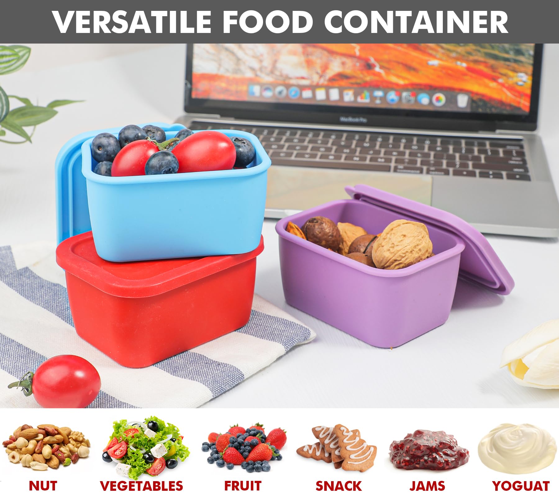 Dishwasher safe BPA free silicone lunch containers by KOLUTI