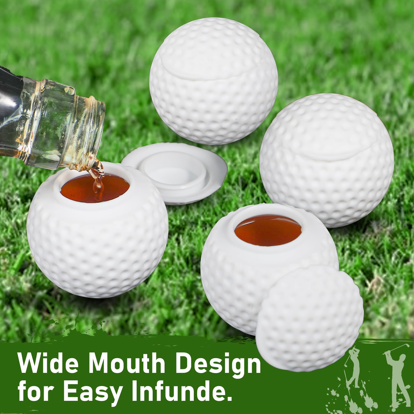 White silicone golf ball shot glasses 1.5oz KOLUTI