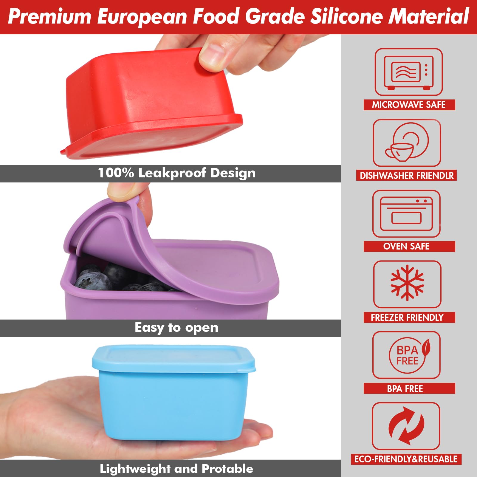 Three color set of KOLUTI snack containers