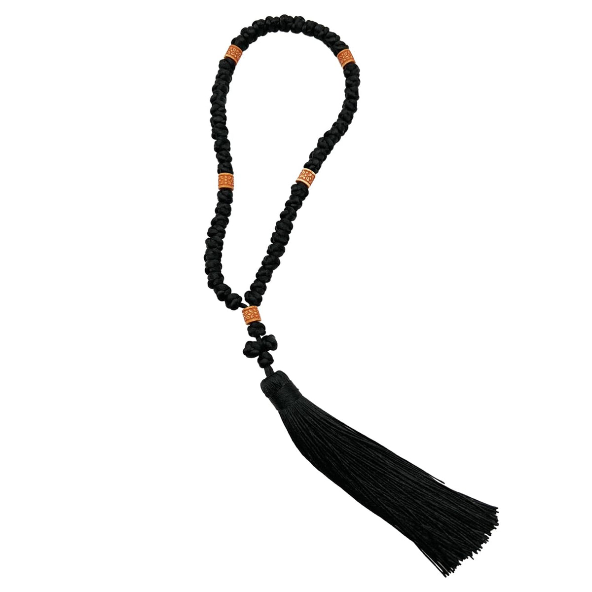 Komboskoini 50-knot prayer rope with cross charm black