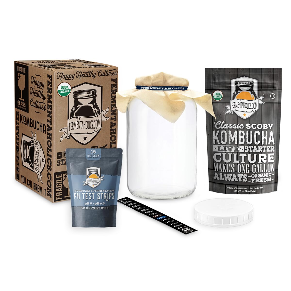Kombucha Essentials Kit SCOBY and starter items