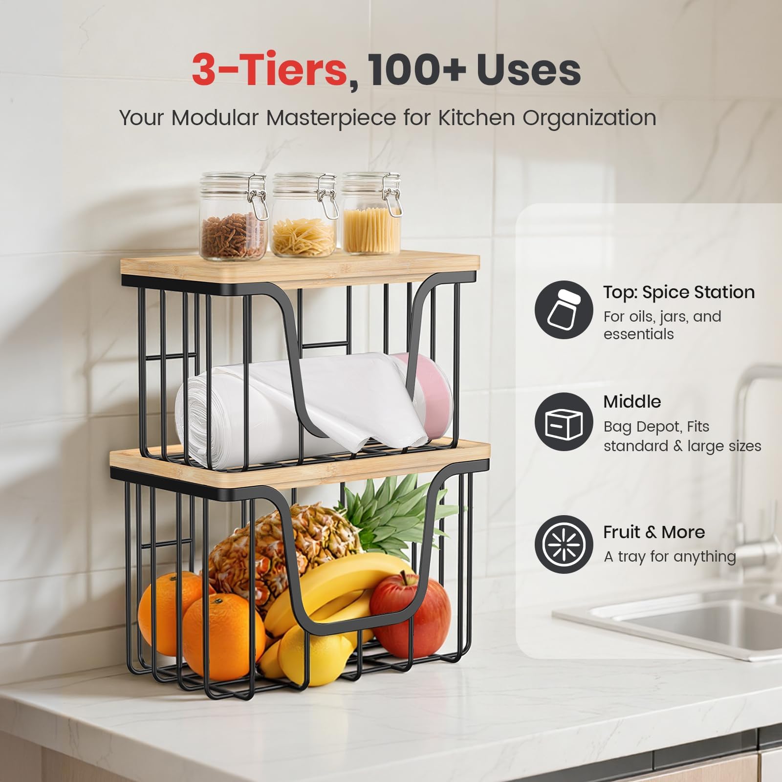 KONE trash bag holder 2 pack in stackable design