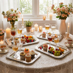 6-piece stackable serving tray set suitable for weddings and events