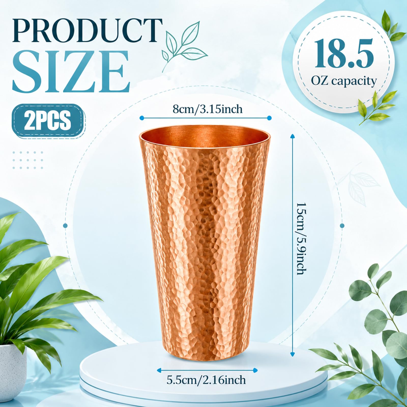 KongTiva 18.5-ounce copper drinking cups