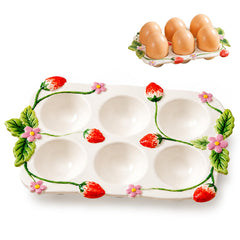 Konnieem ceramic egg holder for 6 eggs