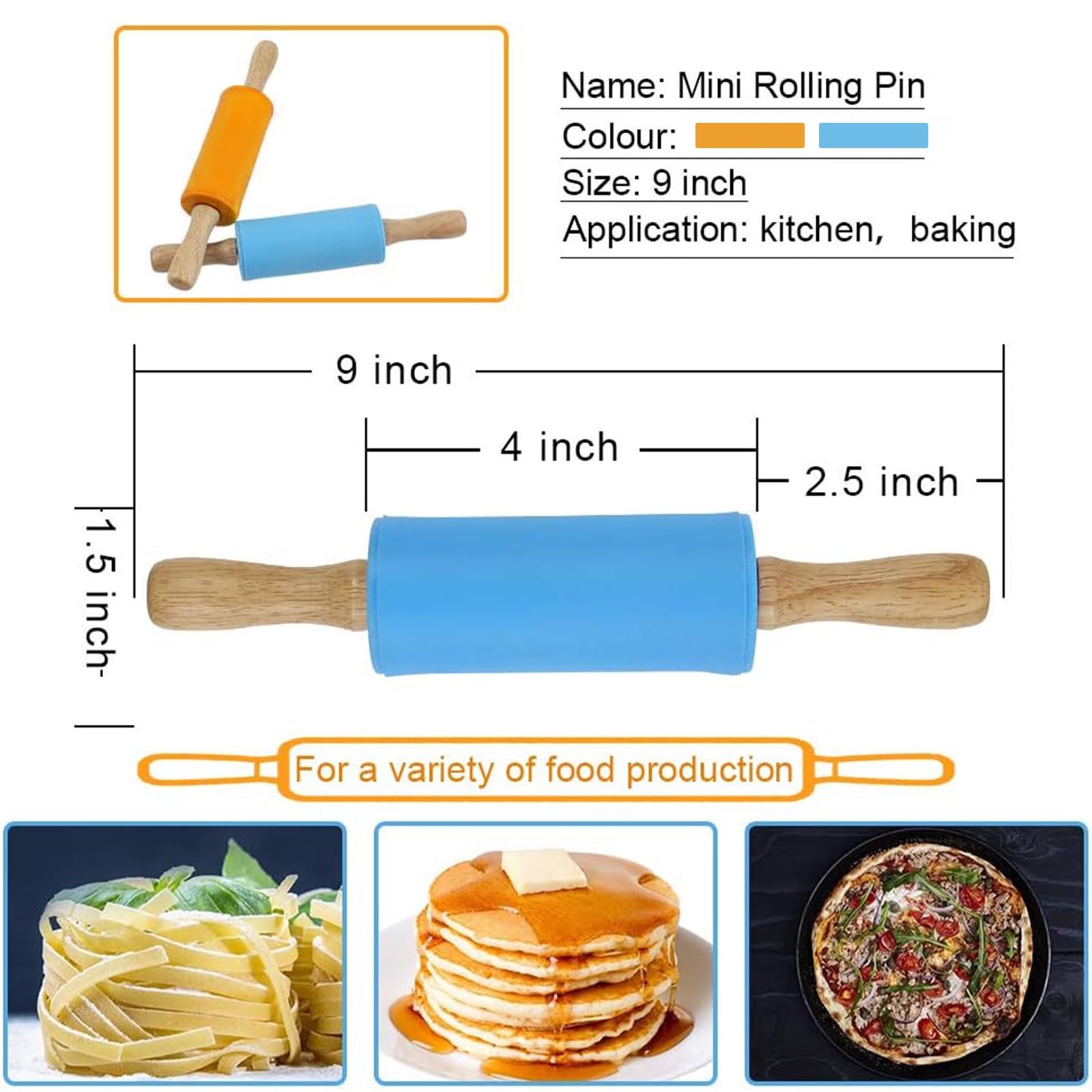 Orange Koogel mini silicone rolling pin for kids