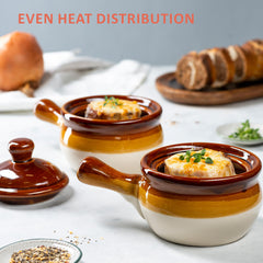 KooK French Onion Soup Crocks large handles ceramic crocks