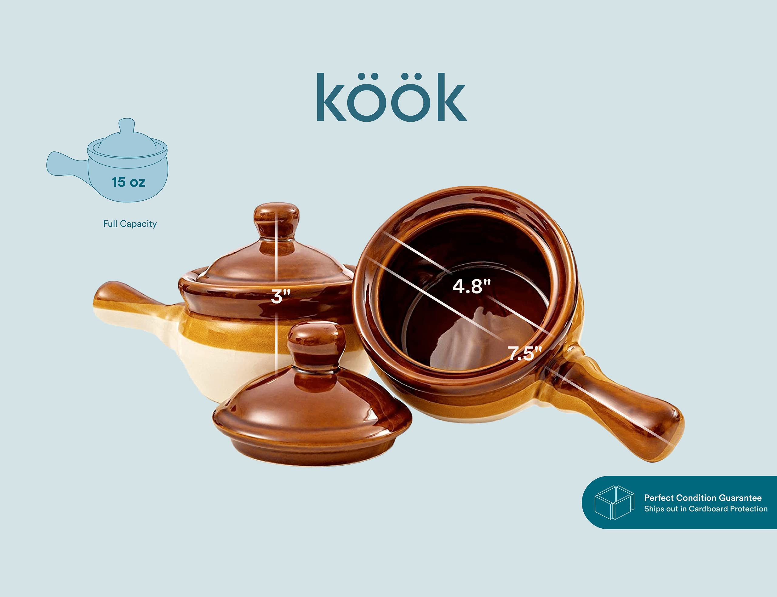 KooK set of 4 brown white ceramic crocks for serving