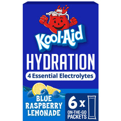 Kool-Aid Hydration Drink Mix box 1.32 oz containing 6 blue raspberry lemonade packets