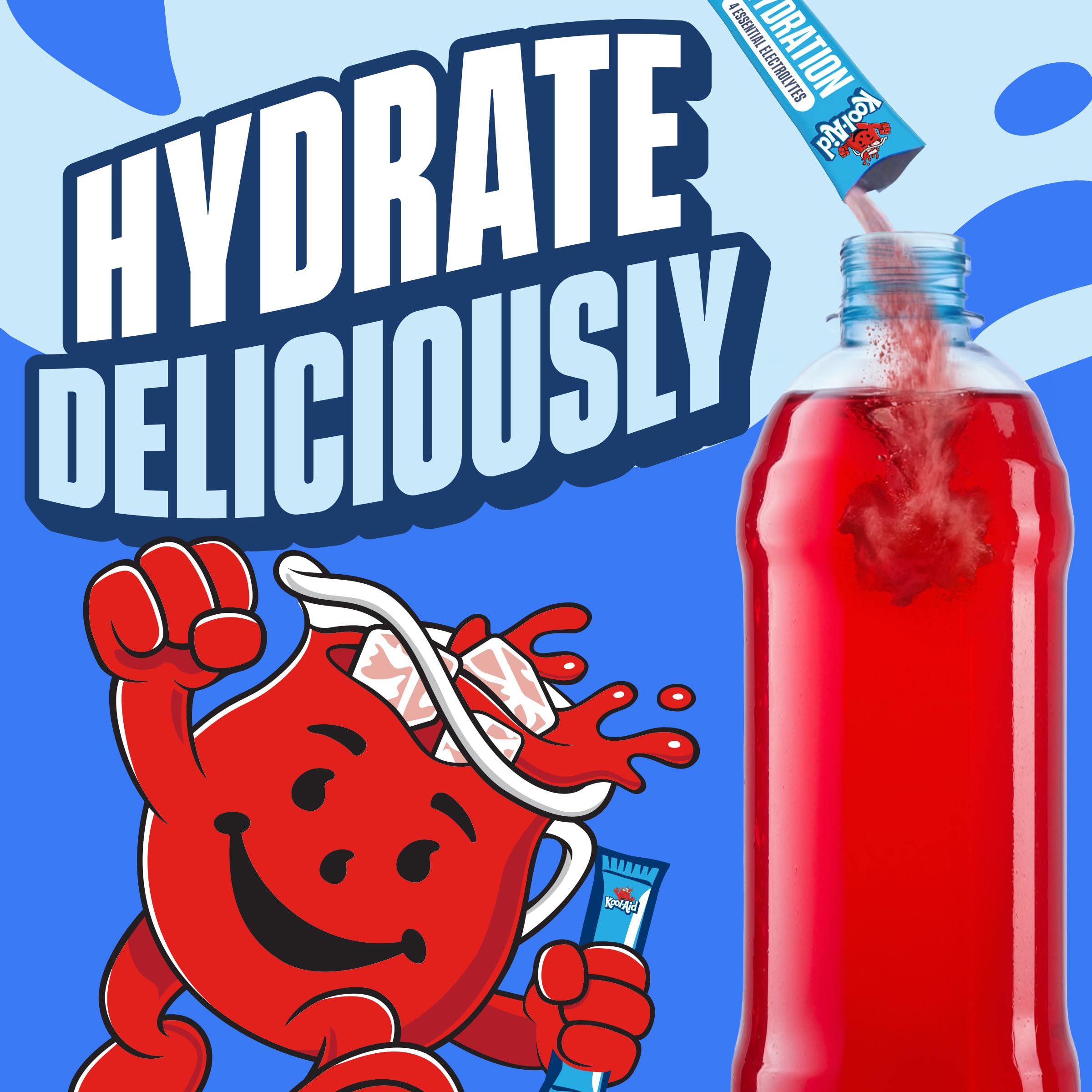 Zero sugar no artificial dyes Kool-Aid Hydration Tropical Punch