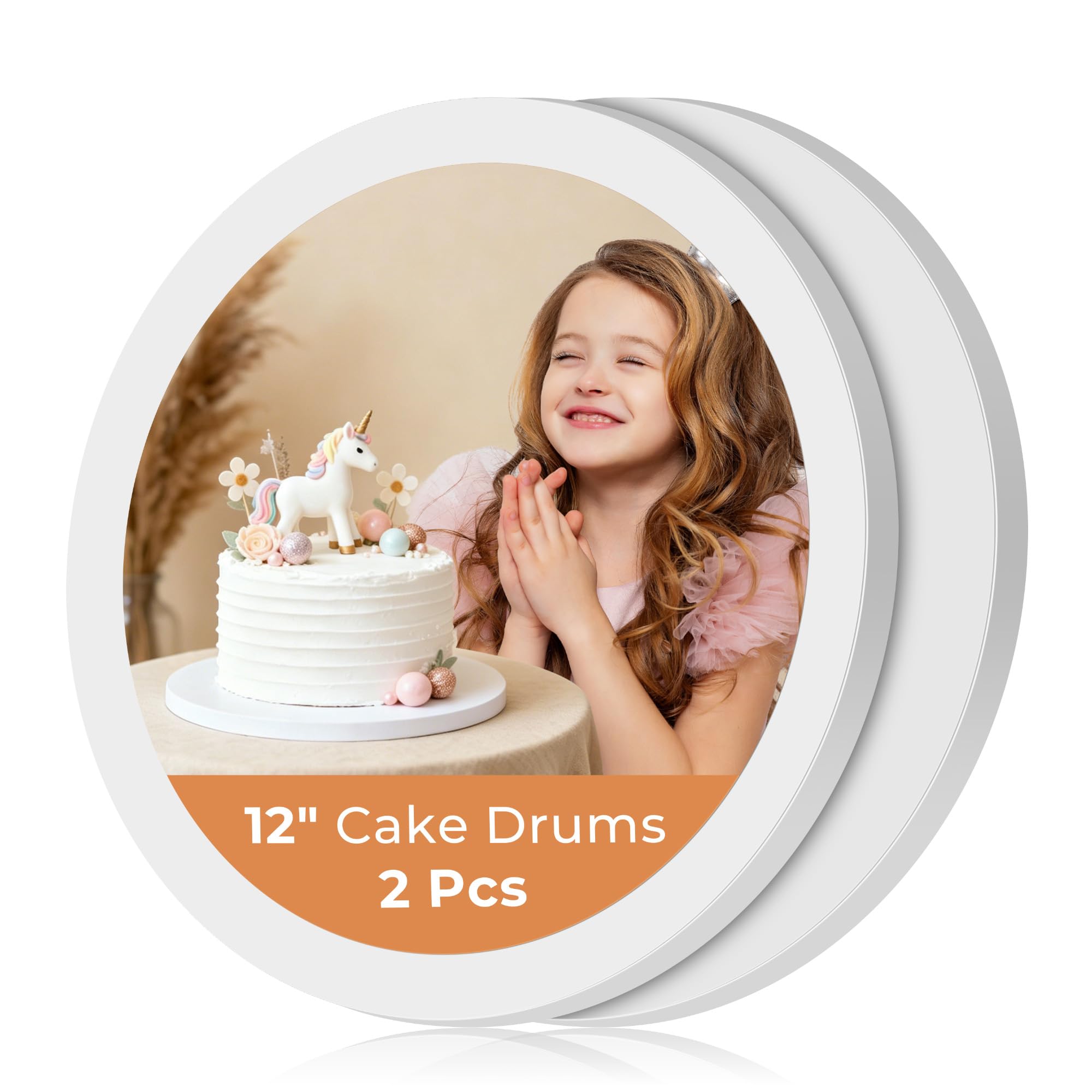 Kootek 12 Inch round cake drum board in white
