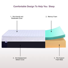 KOPEECHO 6 inch gel memory foam open-cell foam