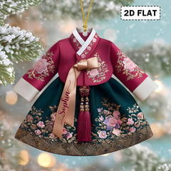Korean Hanbok acrylic ornament hanging on display