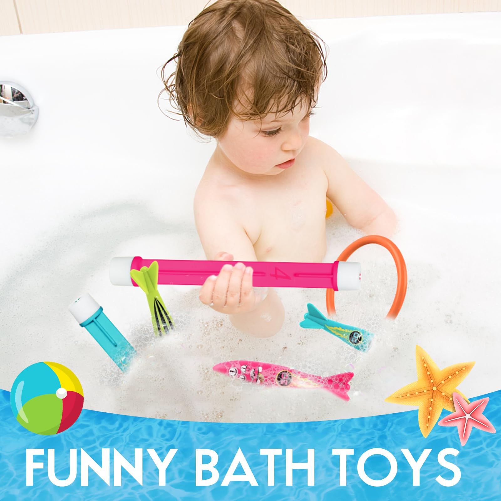 Brightly colored pool toys with smooth surfaces