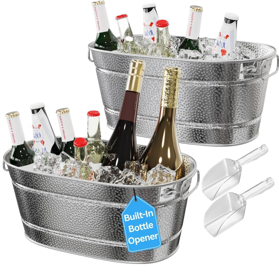 KORVIA galvanized beverage tub two-pack with handles