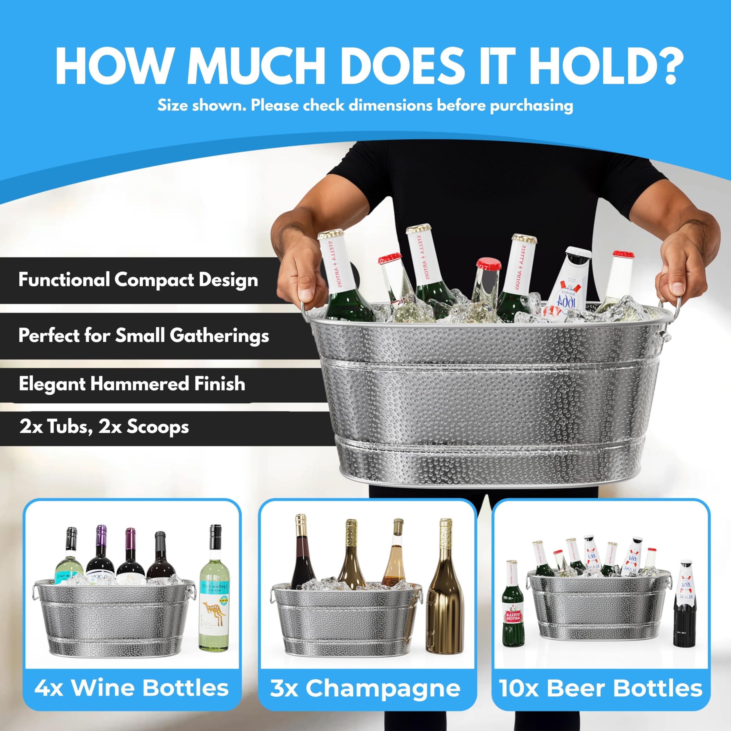 Two tubs for beer wine and champagne cooling