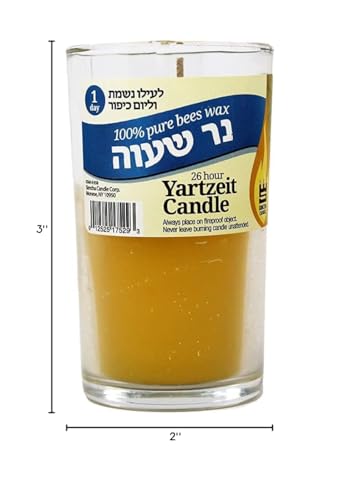 Kosher beeswax memorial candle for yahrzeit vigil