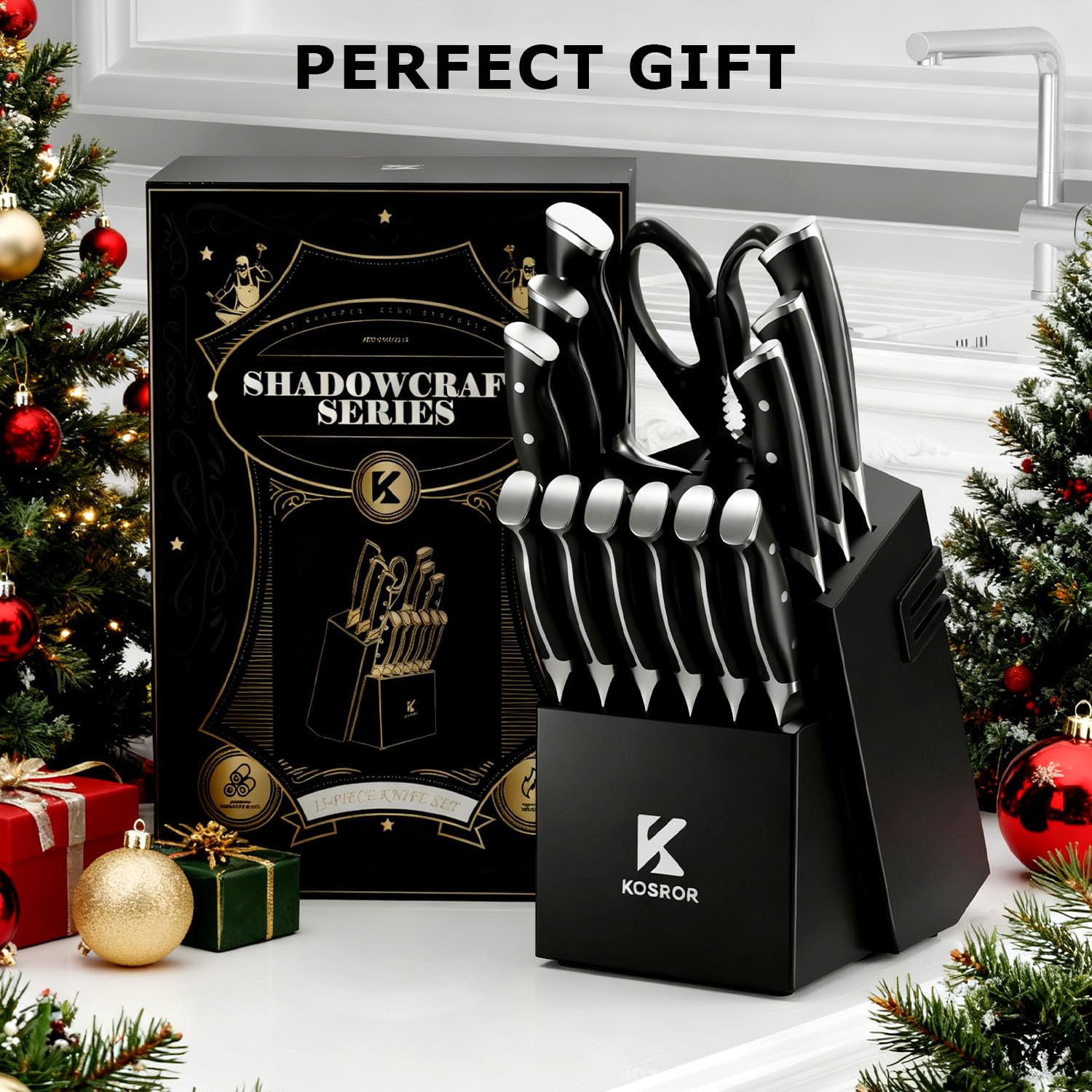 9-inch chef's knife and 8-inch serrated bread knife in KOSROR set