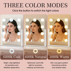 Kotdning Vanity Mirror with Lights white frame 12x14 inch size