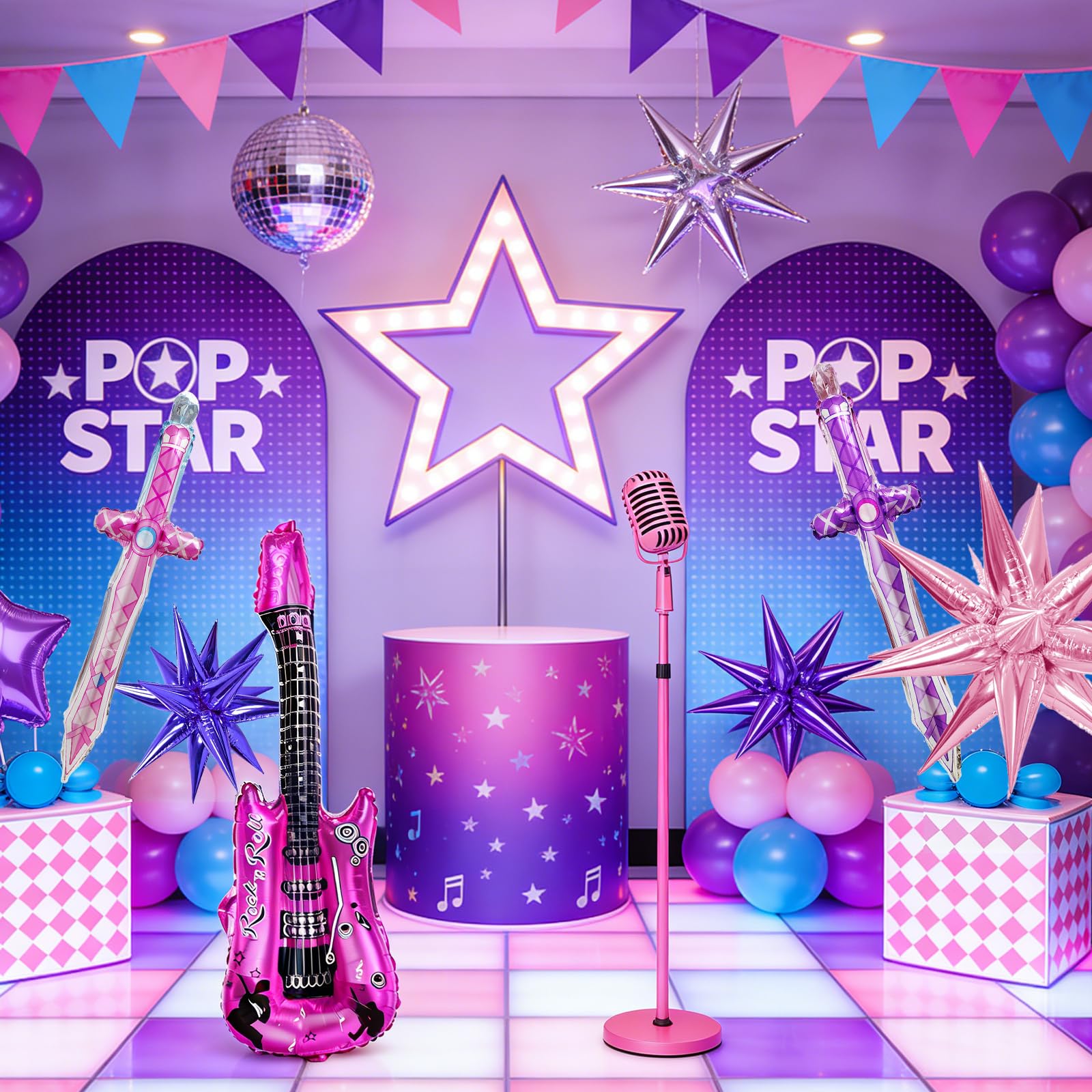 Kpop Balloons 7Pcs blue starburst balloon decorative piece