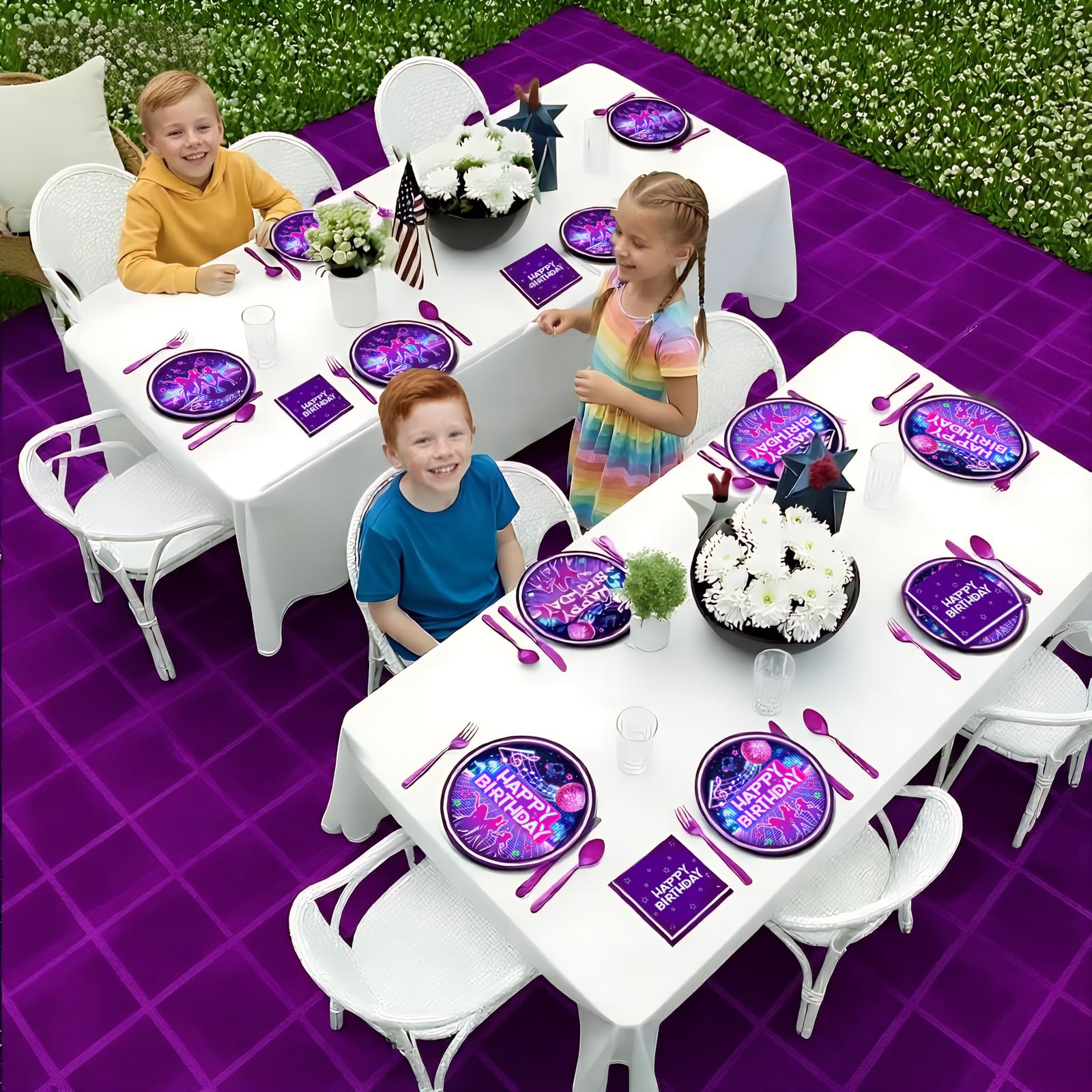 purple and black kpop party decor themed plates