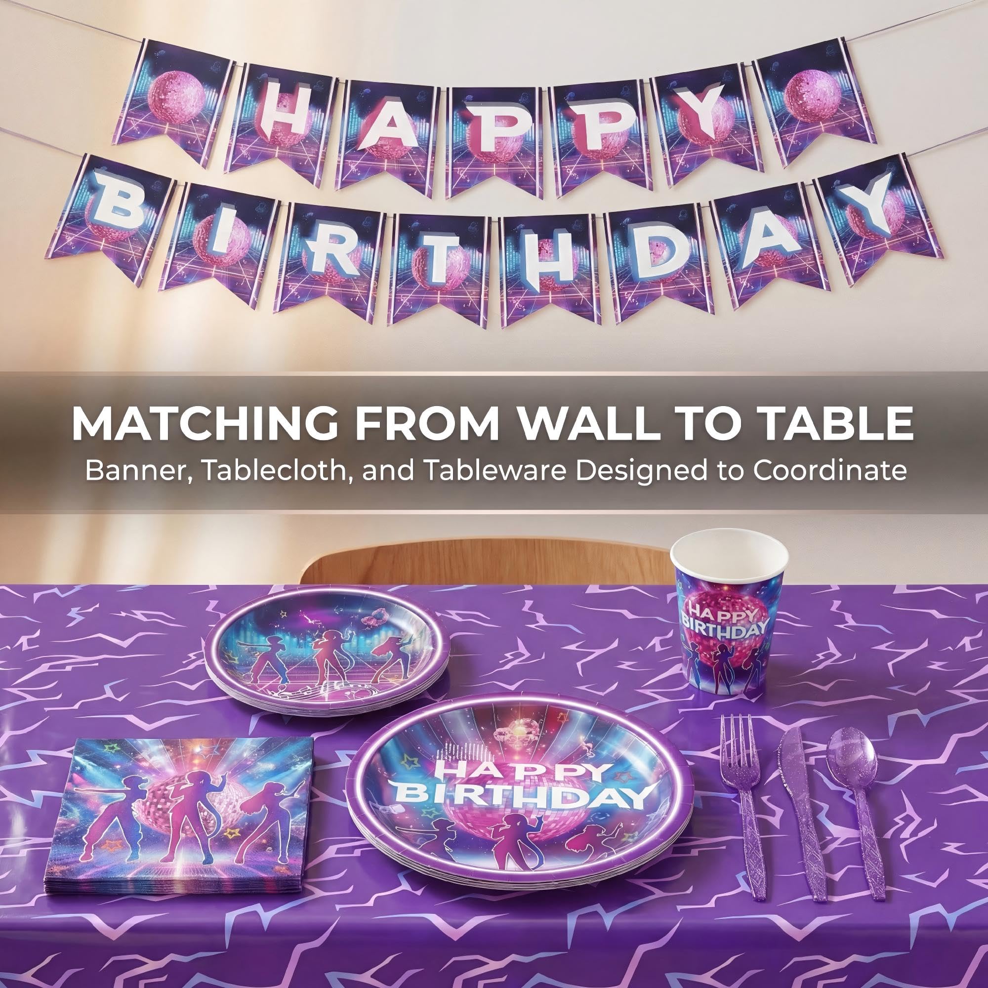 KPop plates napkins cups set for 24 guests