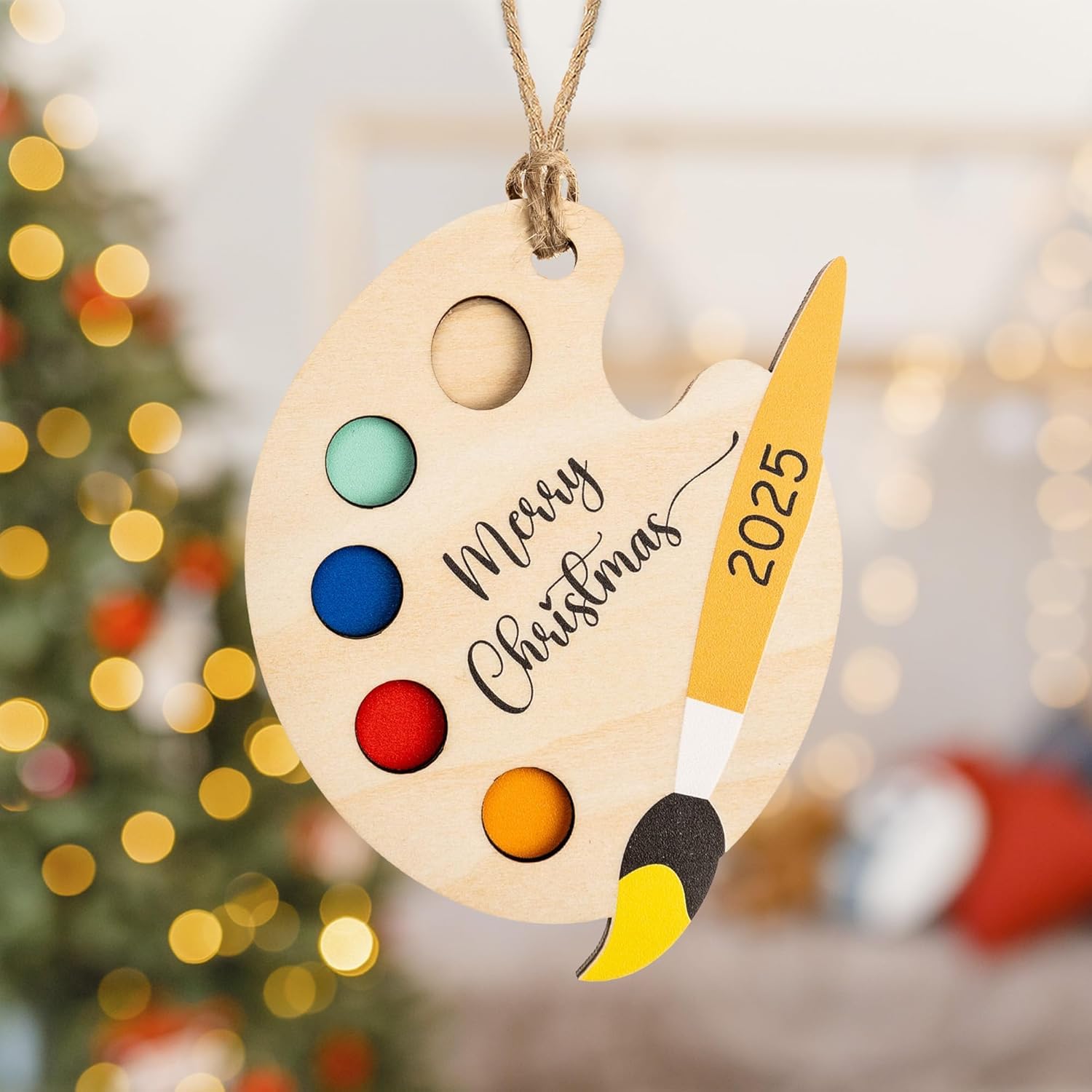 Unique artist Christmas ornament painting palette theme