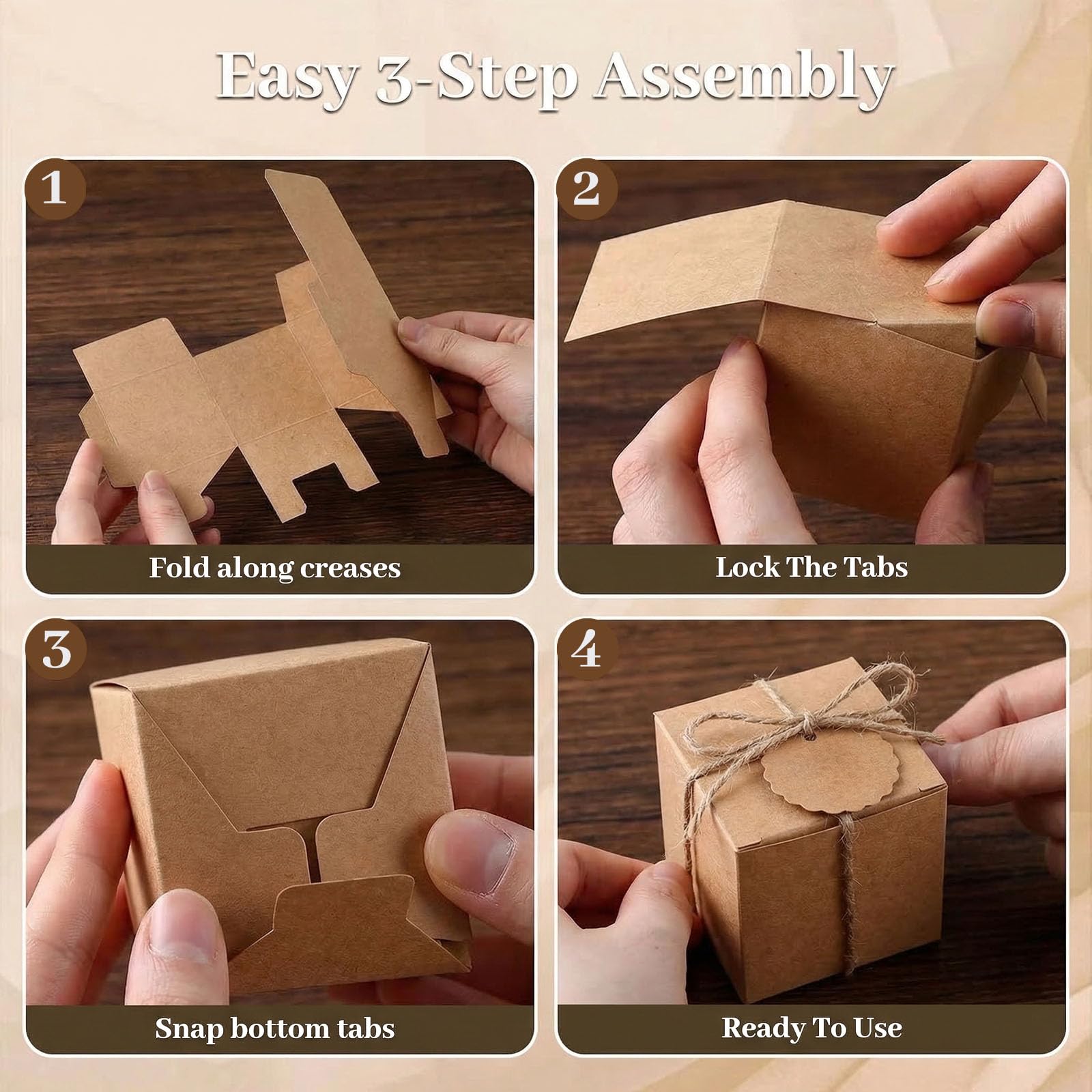 Natural kraft cardstock gift box with blank tag