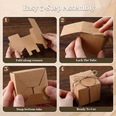 Natural kraft cardstock gift box with blank tag