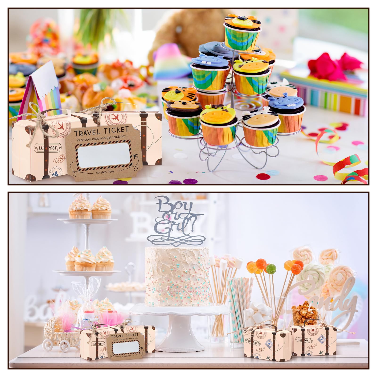 Travel themed party favor packaging for vacations