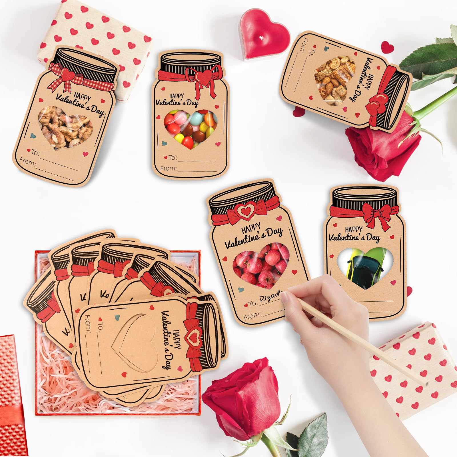 Kraft paper valentines cards with gusseted bottom