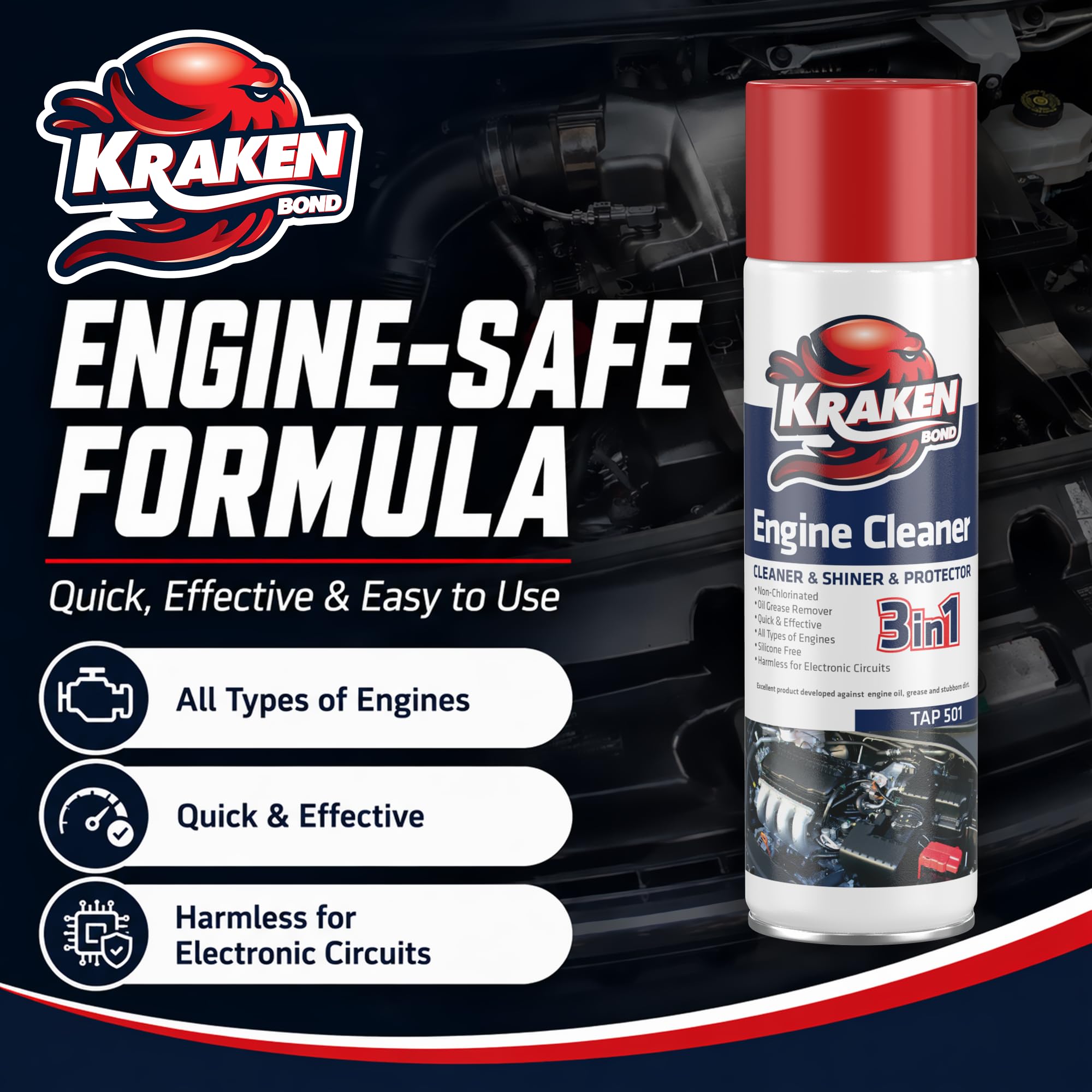 Lawnmowers and other engines cleaned with Kraken Bond spray