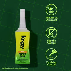Krazy Glue packaging featuring brand and Fast-Dry Wood Superglue