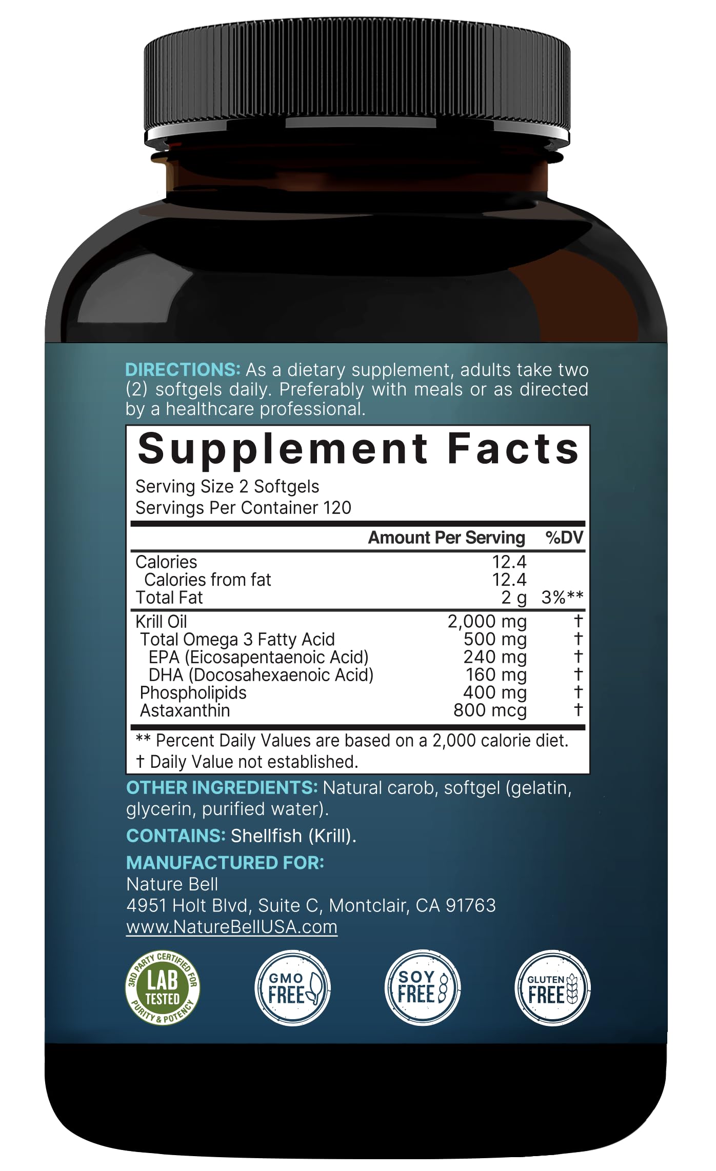 NatureBell Antarctic Krill Oil 3X strength label