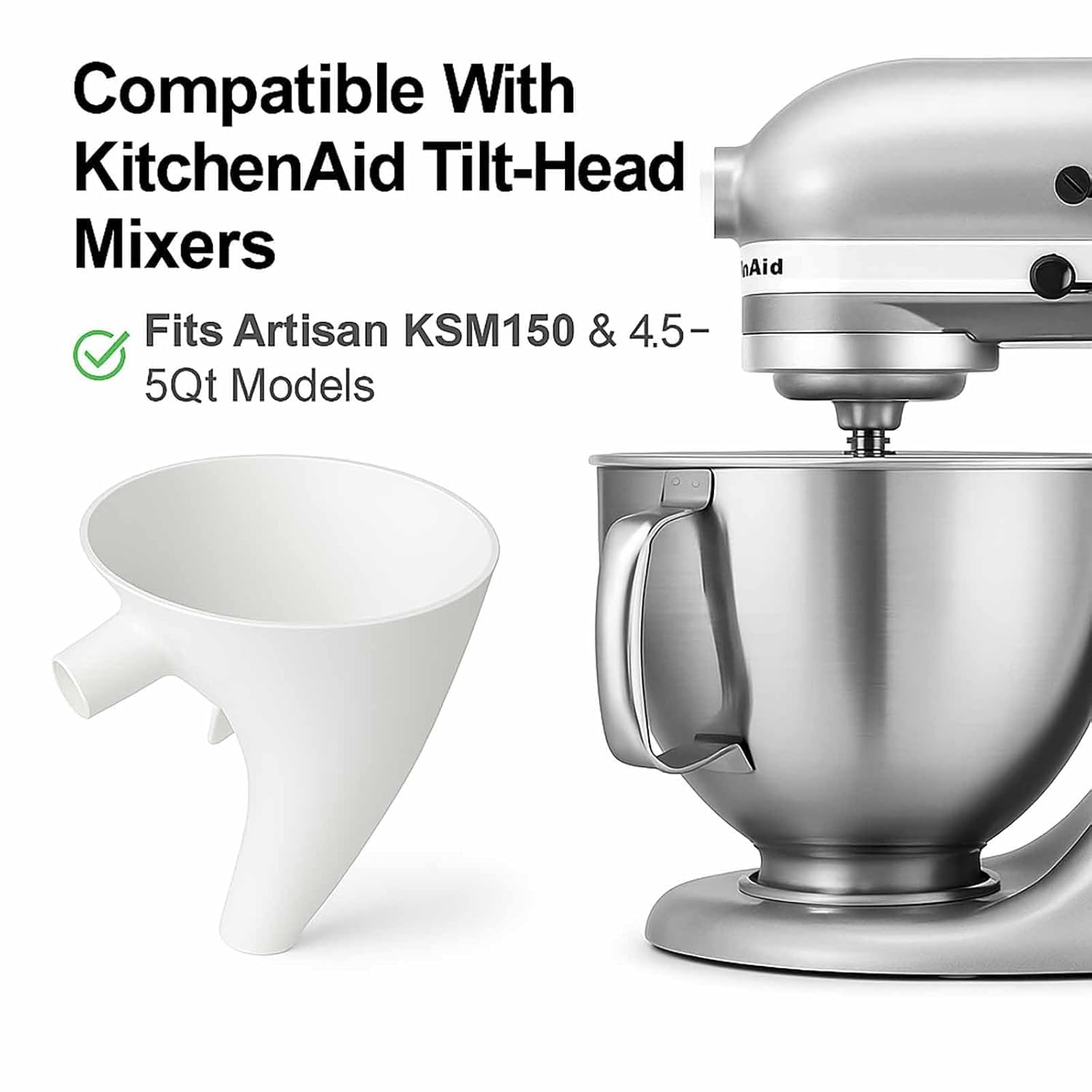 KSM150 tilt-head mixer with flour funnel accessory