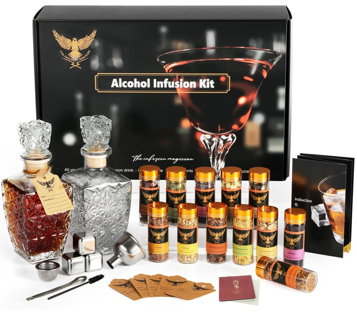 Kssiaz Alcohol Infusion Kit for Whiskey with contents display