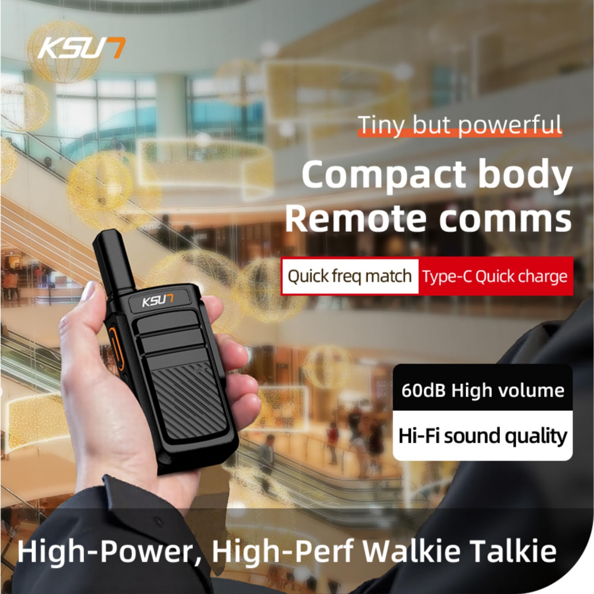 KSUN Wireless Intercom for Home two way raido 5000FT battery detail