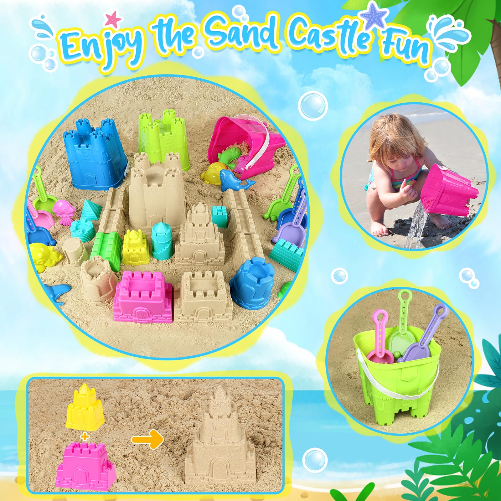 BPA-free non-toxic beach sandbox toys with durable buckets