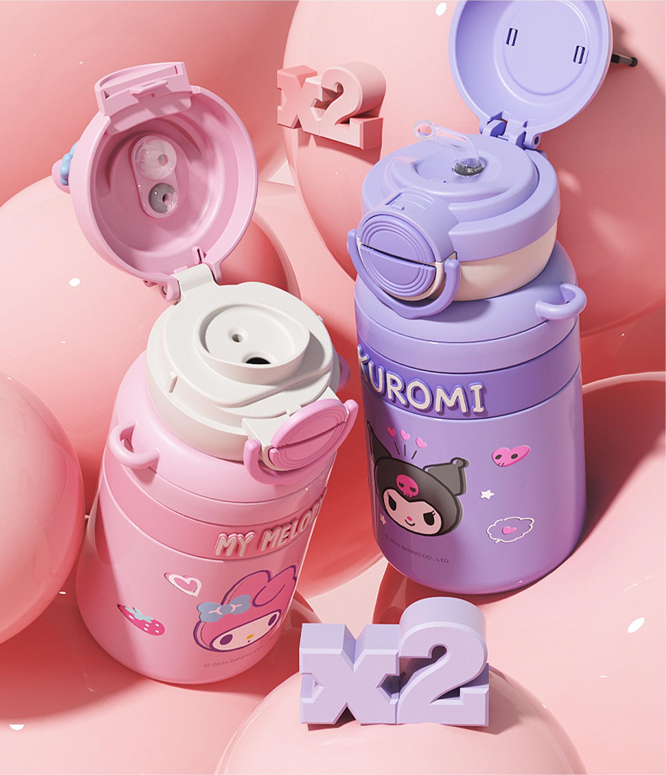Kuromi stainless steel insulated bottle 500ml packaging view