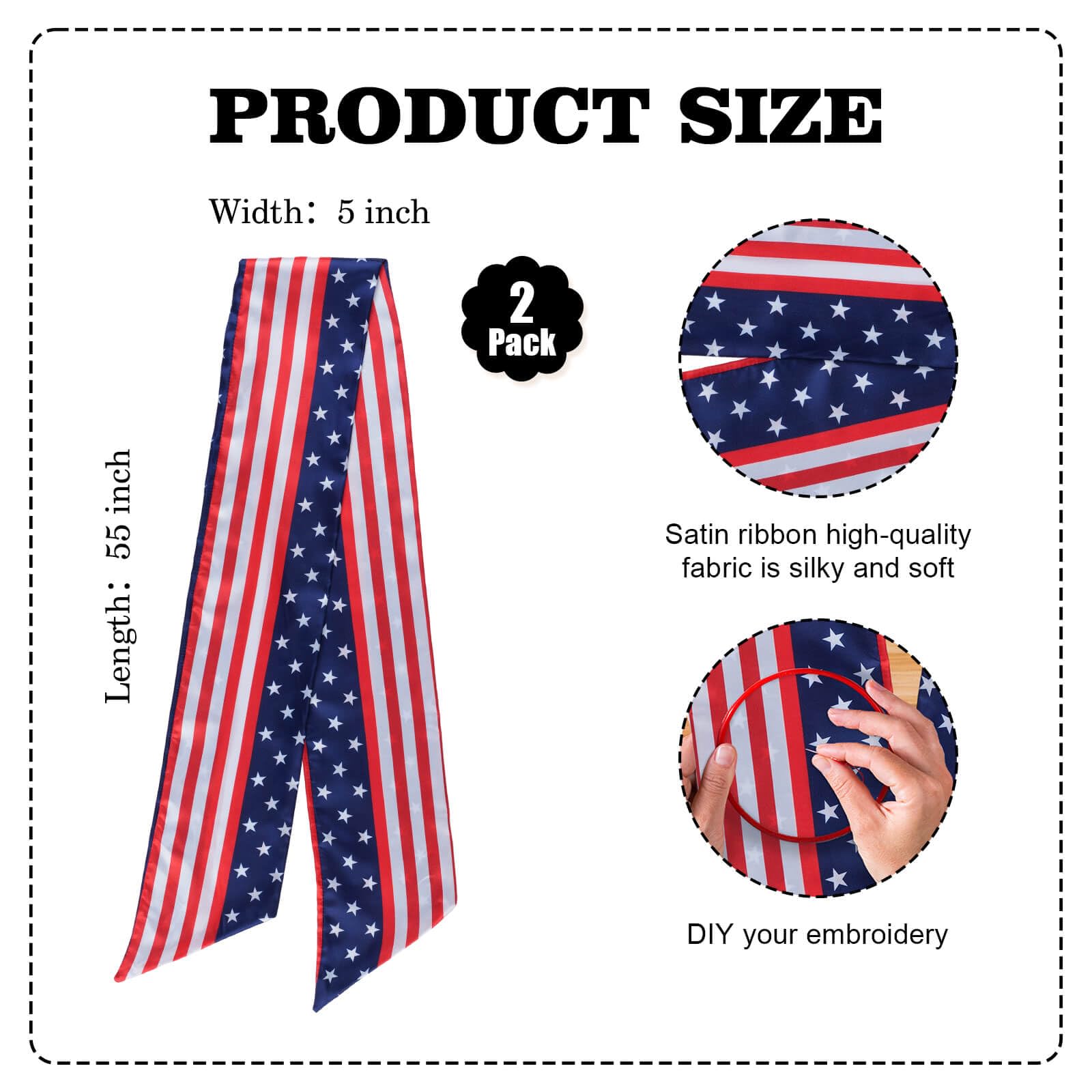 Two pack Kutyndrix patriotic wreath sash laid flat