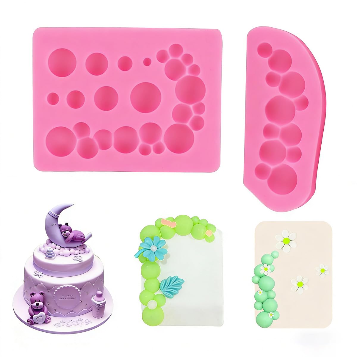 KuuGuu 2 PCS 3D pearl fondant mold packaging